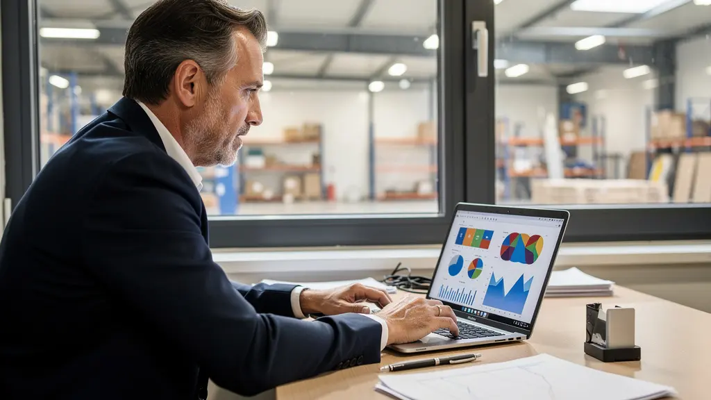 Dirigeant PME analysant ses dépenses énergétiques pour projet solaire