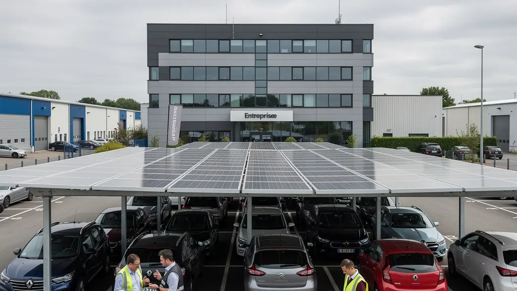 Ombrière photovoltaïque sur parking entreprise pour autoconsommation
