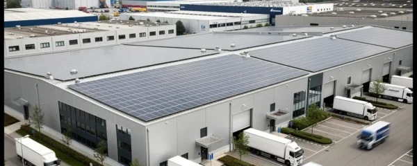 Bâtiment industriel équipé de panneaux solaires pour autoconsommation entreprise