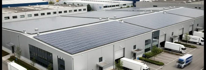 Bâtiment industriel équipé de panneaux solaires pour autoconsommation entreprise